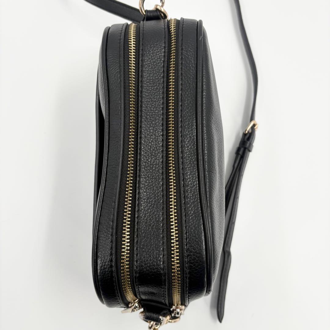 美品　コーチ ショルダーバッグ カメラバッグ ダブルジップ 黒レザー 921