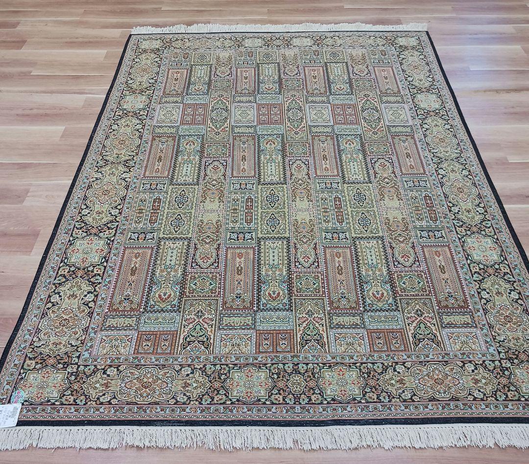 Y3319 高級インド絨毯 シルク×コットン 手織り 大判269×186㎝