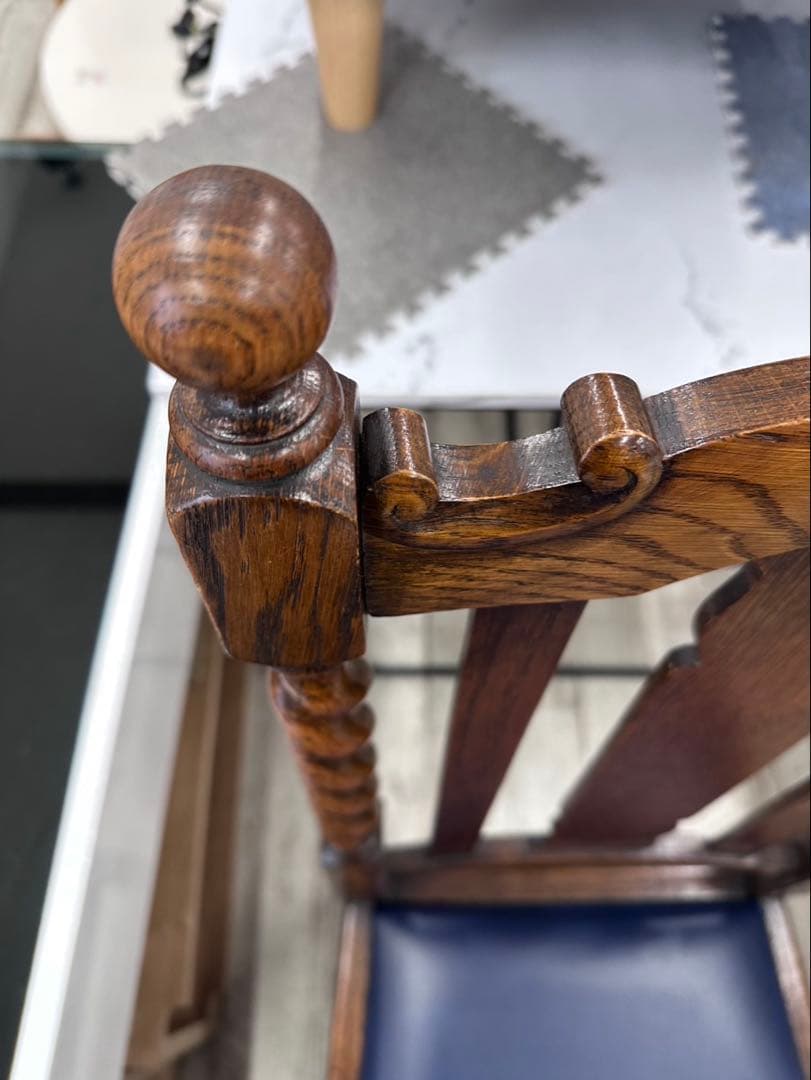 イギリス アンティーク　ダイニングチェア　ハイバック　レザー　１脚