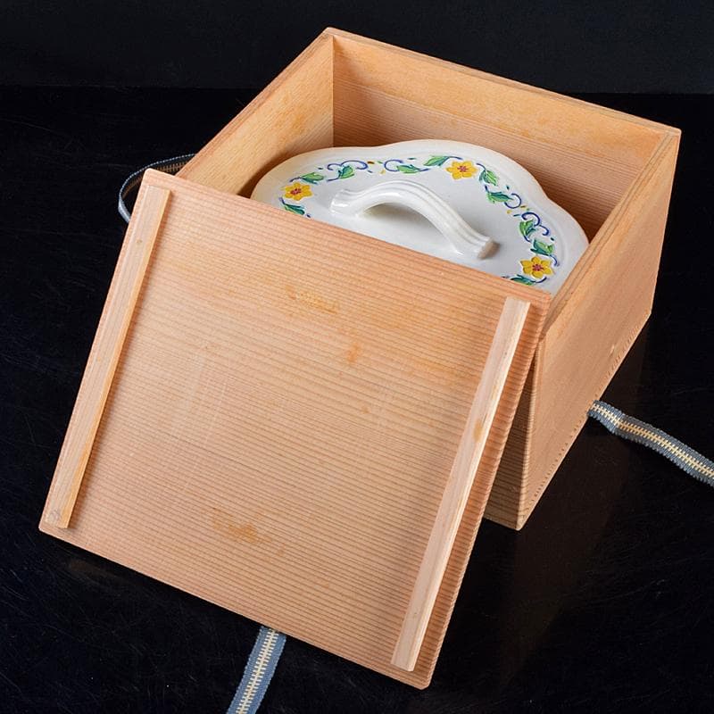 茶道具　翠嵐窯　中村翠嵐作　交趾釉　花文　木瓜喰篭　共箱　V　R9143