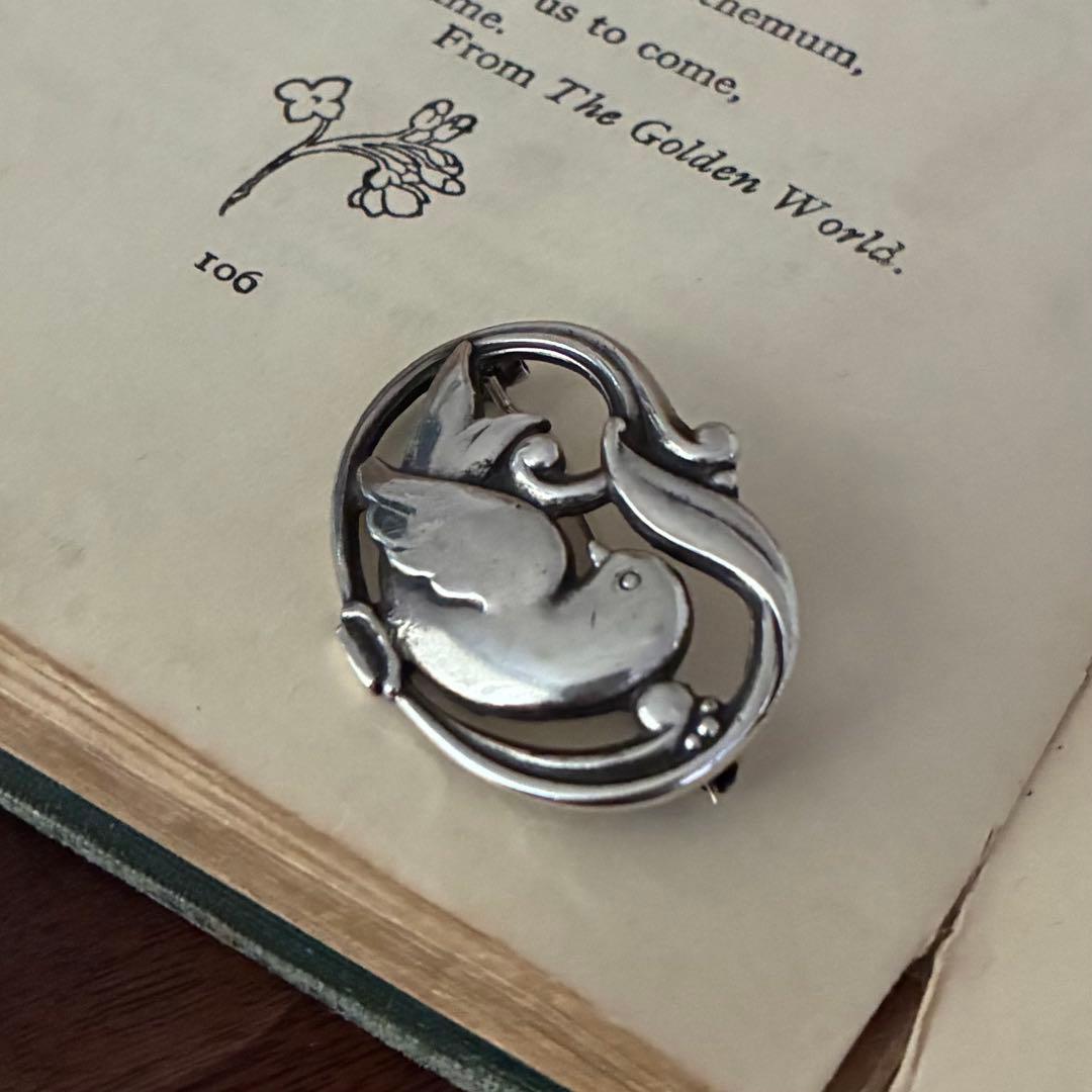 ヴィンテージ＊E&M ブローチ　バード　鳥 シルバー　北欧　アンティーク