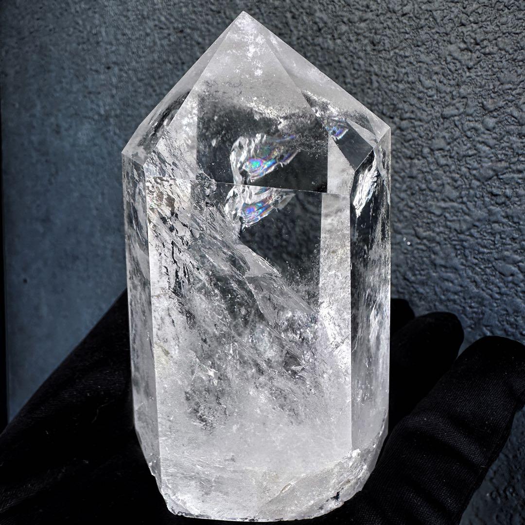 高品質 浄化❗️超強いパワーレインボー☆ヒマラヤ水晶六角柱 天然石 原石A1150