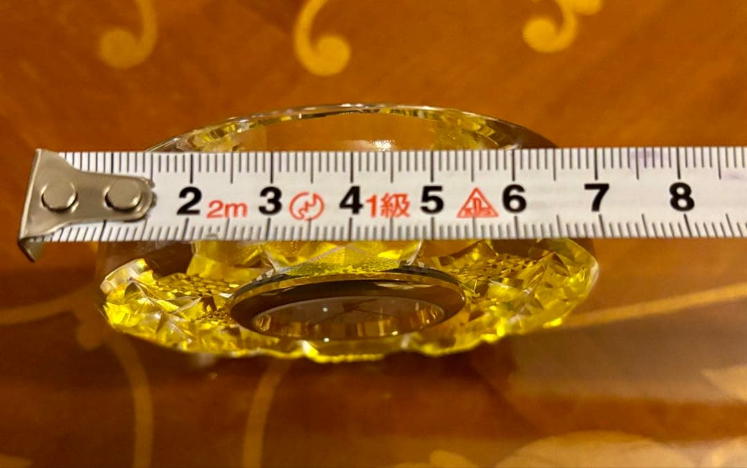 島津薩摩切子　イエロー 置時計 約10cm