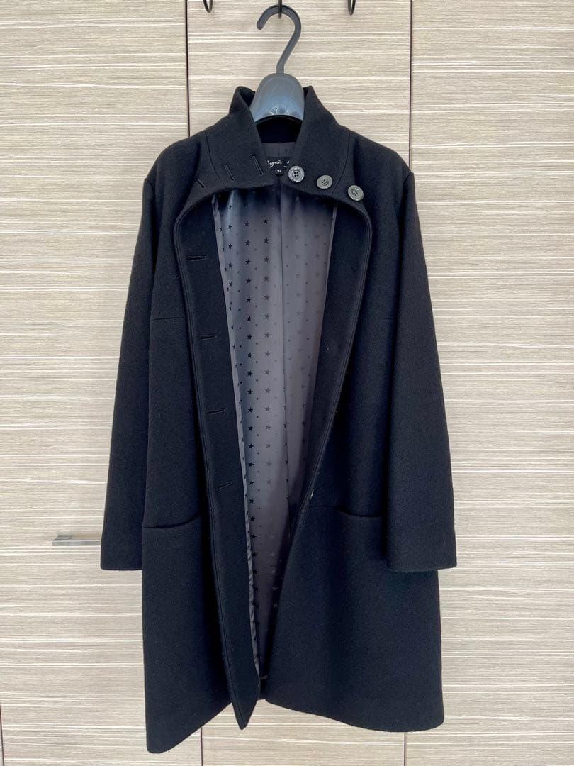 【美品】agnes b. (アニエスベー)ウールコート 黒 H174-JW63