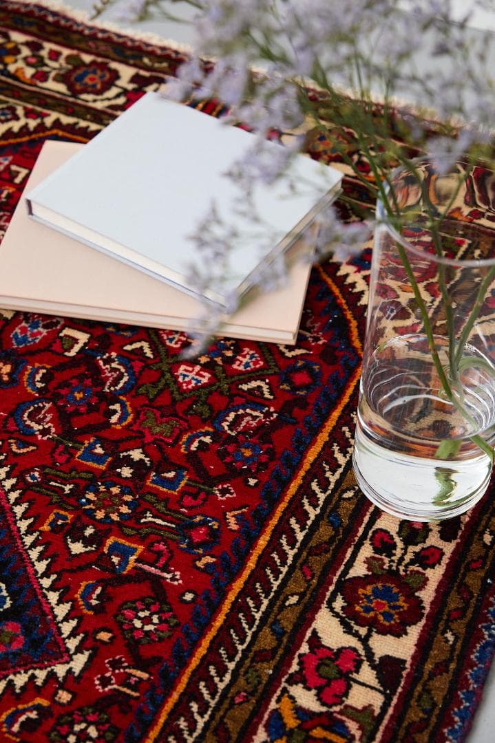 ヴィンテージラグ　ペルシャ絨毯　トライバルラグ（157×105cm）赤　青　黃