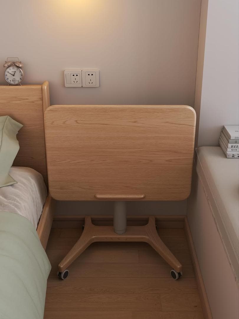 高さ調節可 ベッドサイドテーブル ソファーテーブル 木製 キャスター付き