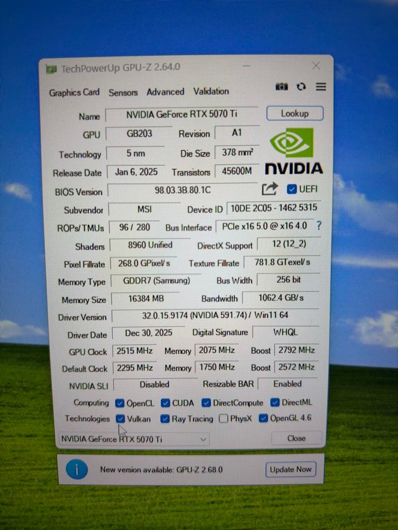 MSI RTX 5070 Ti GAMING TRIO OC 美品