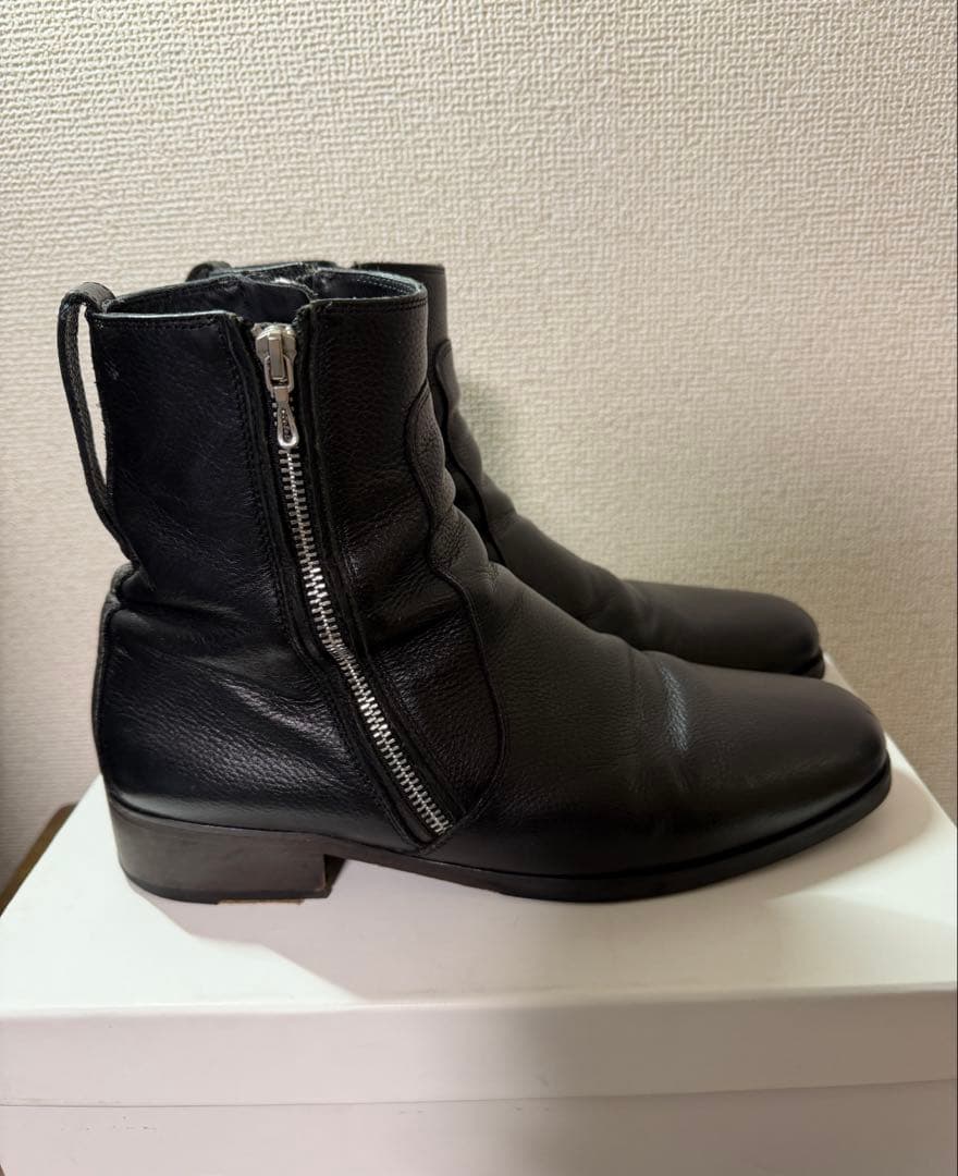 靴 LIDNM Llife SLIGHT SQUARE ZIP BOOTS