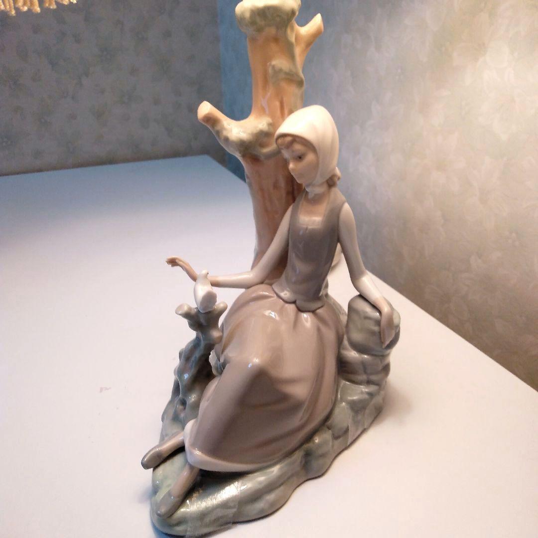 激レア❤リヤドロ　LLADRO ランプ　リヤドロランプ　鳩と少女　フィギュリン