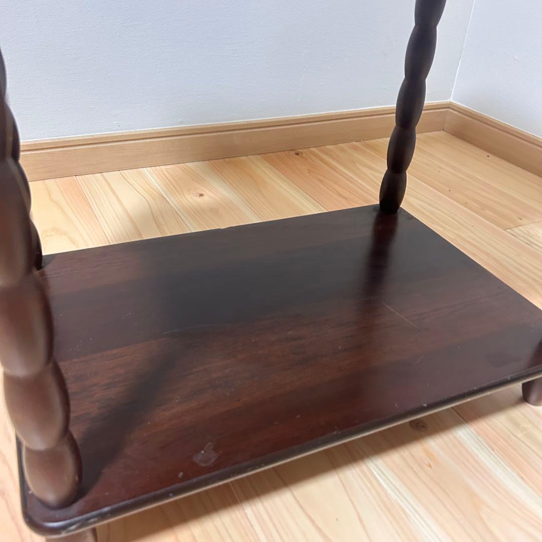 【送料込み】アンティーク　天然木シェルフ　ラック　ダークブラウン 3段