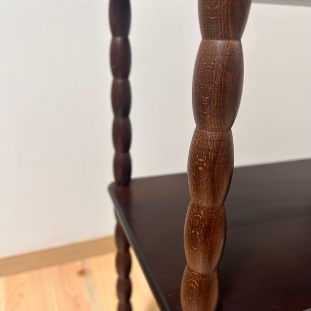 【送料込み】アンティーク　天然木シェルフ　ラック　ダークブラウン 3段