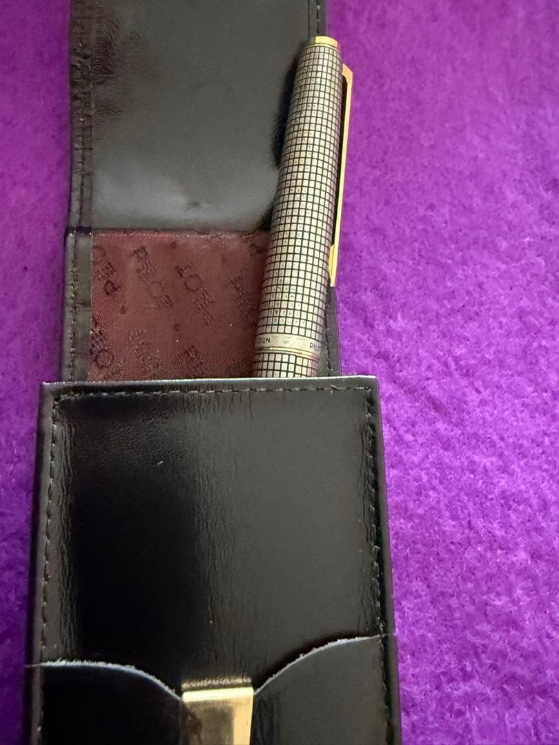 PILOT silver万年筆 メタリック格子模ケース付き