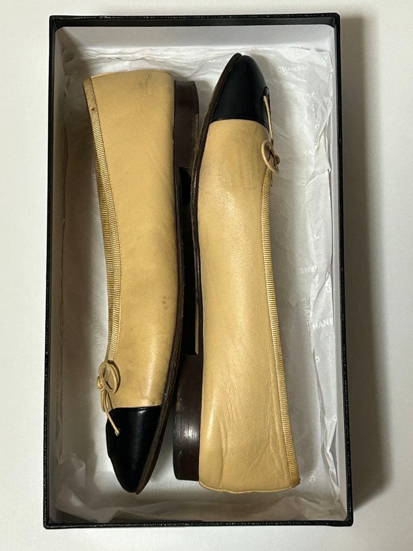 CHANEL バレエシューズ ベージュ/黒