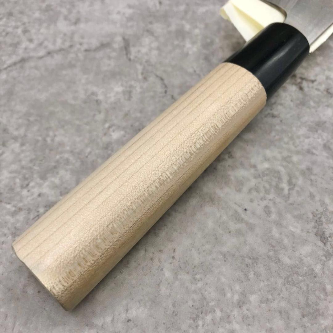 未使用 高級 白2鋼 関三本杉 ダマスカス 墨流し 三徳包丁 170㎜ 水牛柄