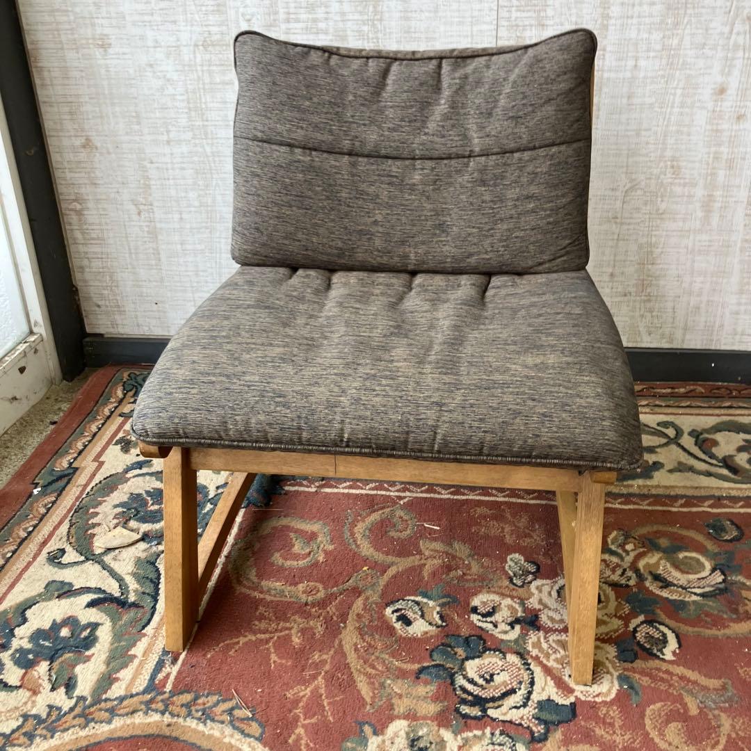 ② 北欧レトロ ミキモク 雅 木製フレーム アームレスチェア 一人掛けソファー