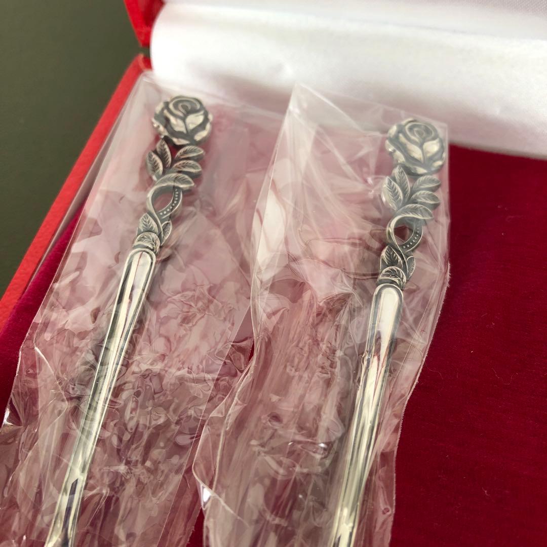未使用　銀製　スプーン5客セット　純銀　シルバー　バラ　薔薇　SILVERローズ