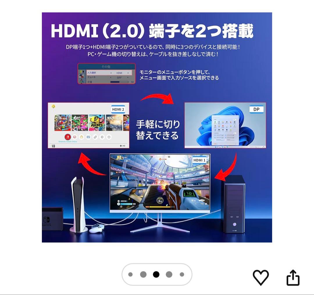 cocopar PCモニター 24.5インチ 白　HG-245HW