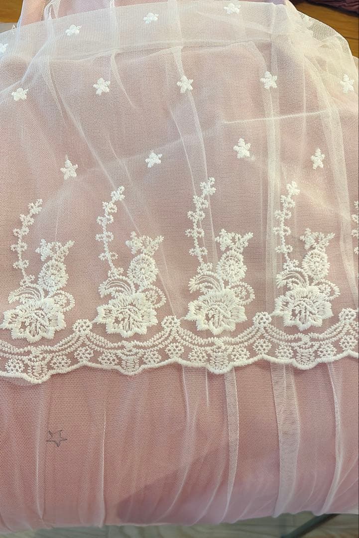 姫系カーテン 遮光 星 透かし彫り 一体型 二重カーテン レース付き防音カーテン