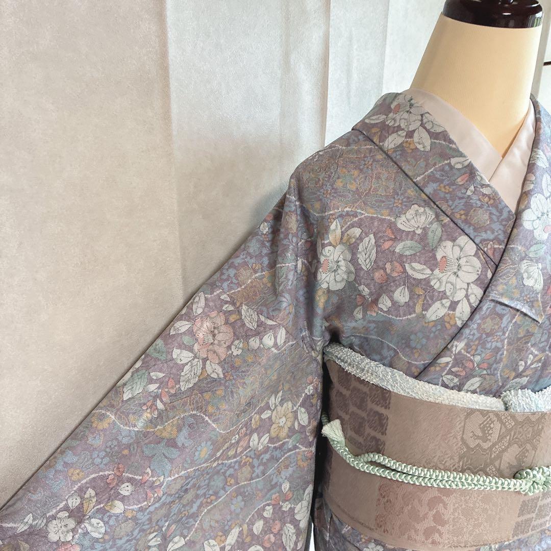 小紋　フルセット　着物　辻ヶ花　洗える着物　大人やさしさ　しつけ糸付き　G8