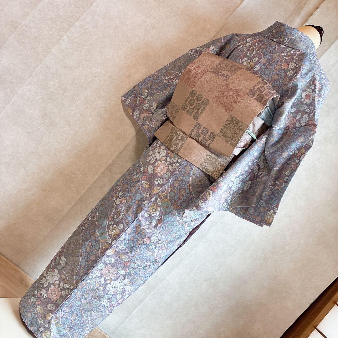 小紋　フルセット　着物　辻ヶ花　洗える着物　大人やさしさ　しつけ糸付き　G8