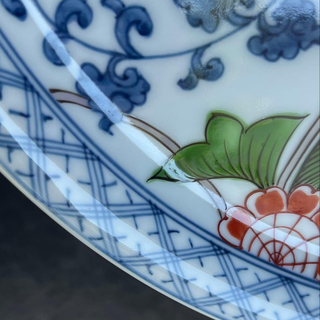 源右衛門　染錦三方割唐草　大皿　１枚