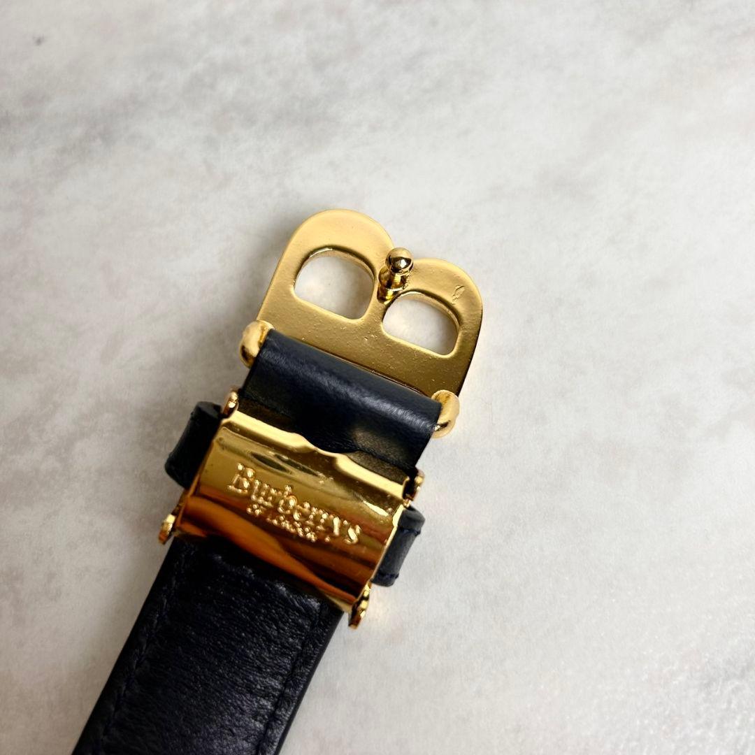 【極希少】Burberry B 金具 ゴールド ベルト ノバチェック ネイビー