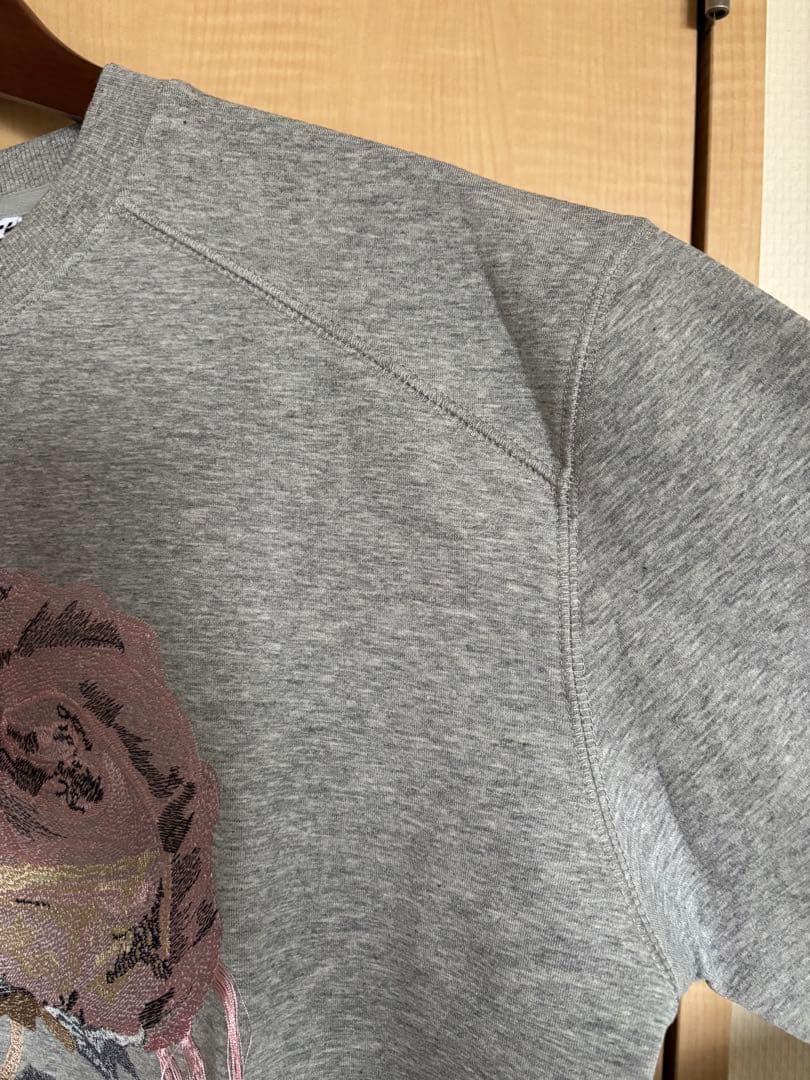 【新品タグ付き】Ganni バラ刺繍 グレー スウェット