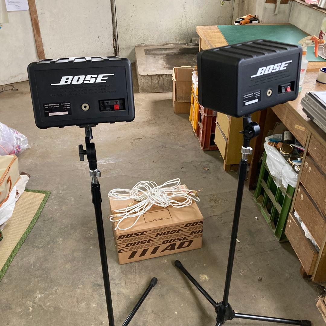 ま*ん様 美品 BOSE 111AD 純正スタンド スピーカーセット ケーブル