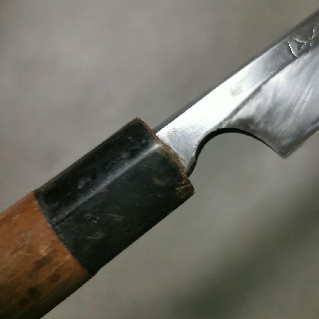 刀匠系　会津鍛冶　重房　蛸引き包丁　本焼き　黒水牛柄　鞘付き
