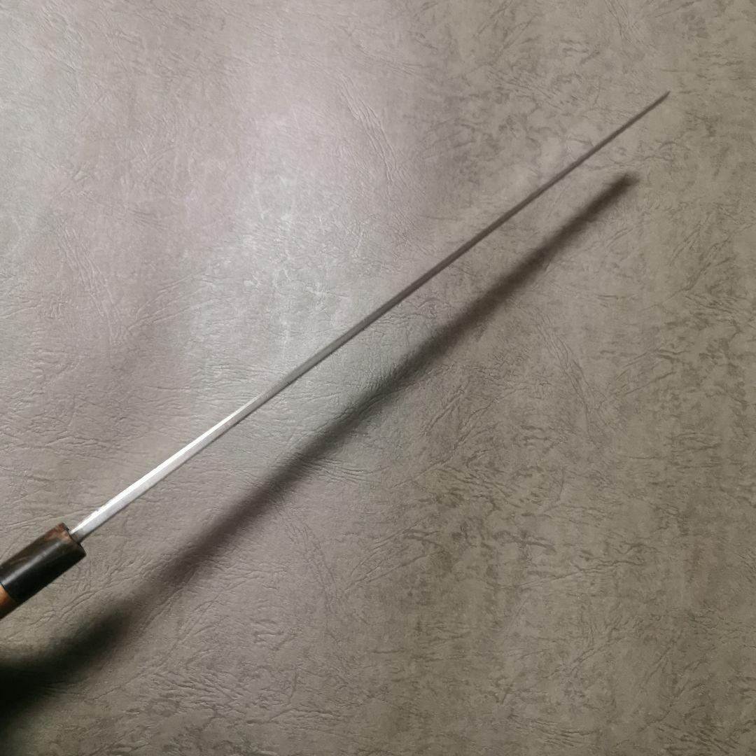 刀匠系　会津鍛冶　重房　蛸引き包丁　本焼き　黒水牛柄　鞘付き