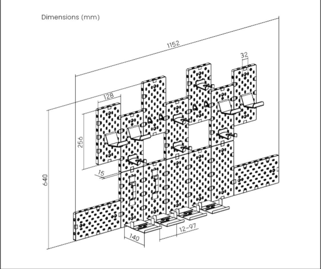 ペグボード14個 ブラック&レッド