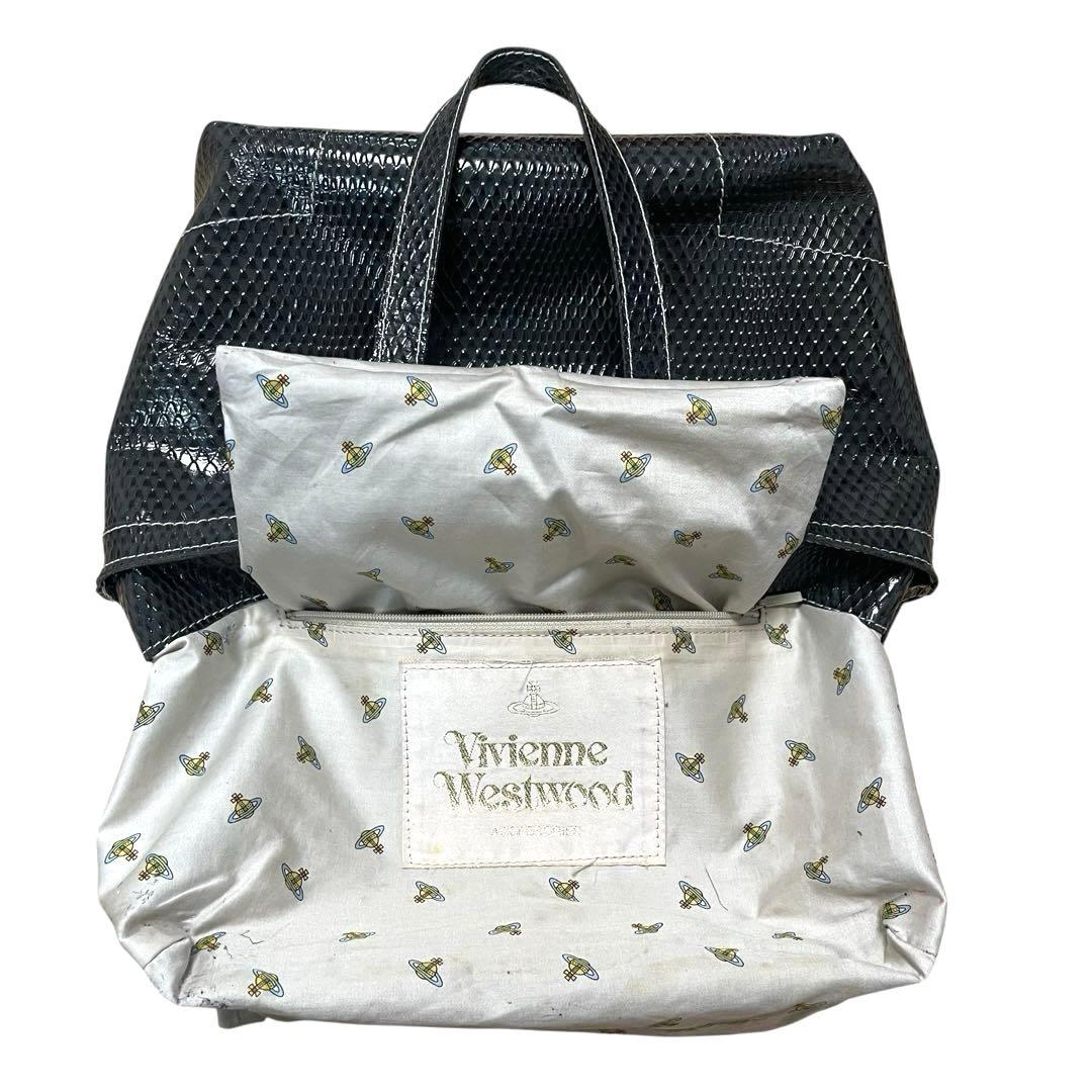 Vivienne Westwood エナメル 型押し　オーブ付き　ハンドバッグ