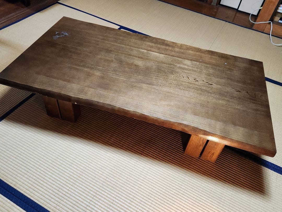 【2月処分】Karimoku　カリモク家具　一枚板　栓座卓 ローテーブル　廃盤品