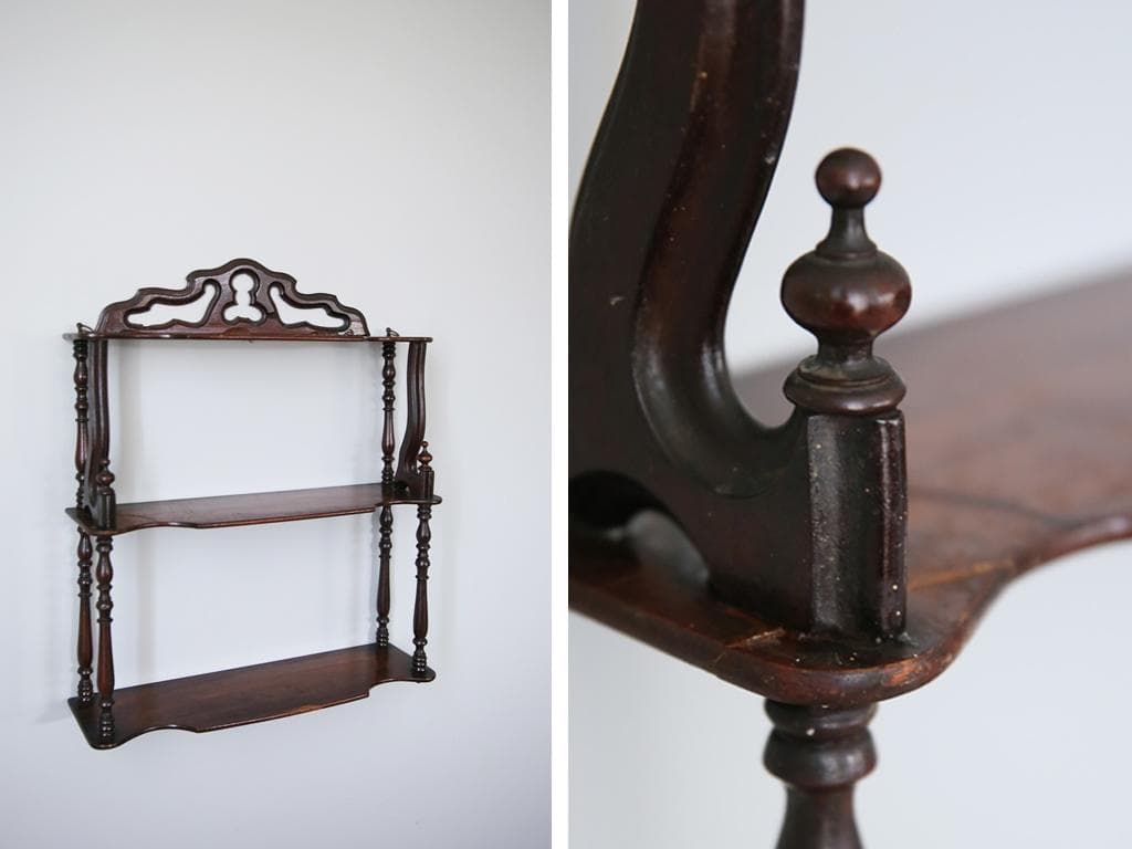 フランスアンティーク木製ウォールシェルフ/壁掛けラック/飾り棚(90-125-2