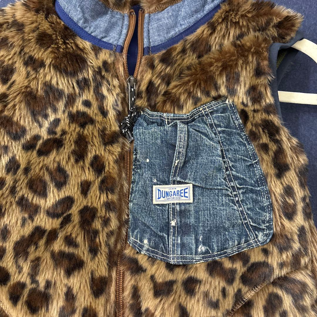 値下げDENIM DUNGAREE/デニムダンガリー　レオパードボアベスト01