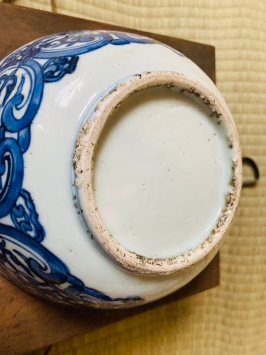 中国明時代牡丹紋様染付大碗(元箱付き)