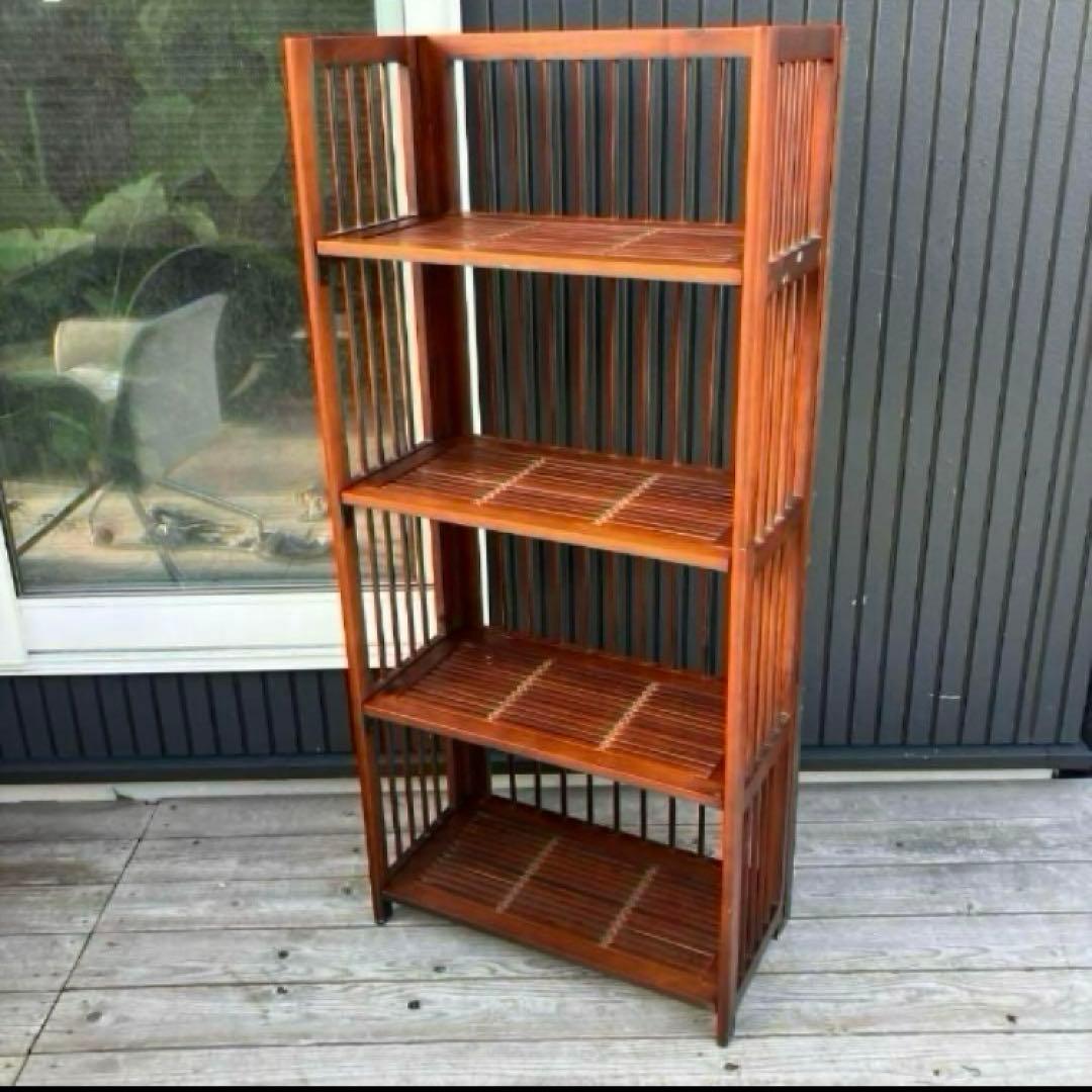 昭和レトロ 木製フレーム 4段折りたたみラック 飾り棚 花台 レトロ プランター