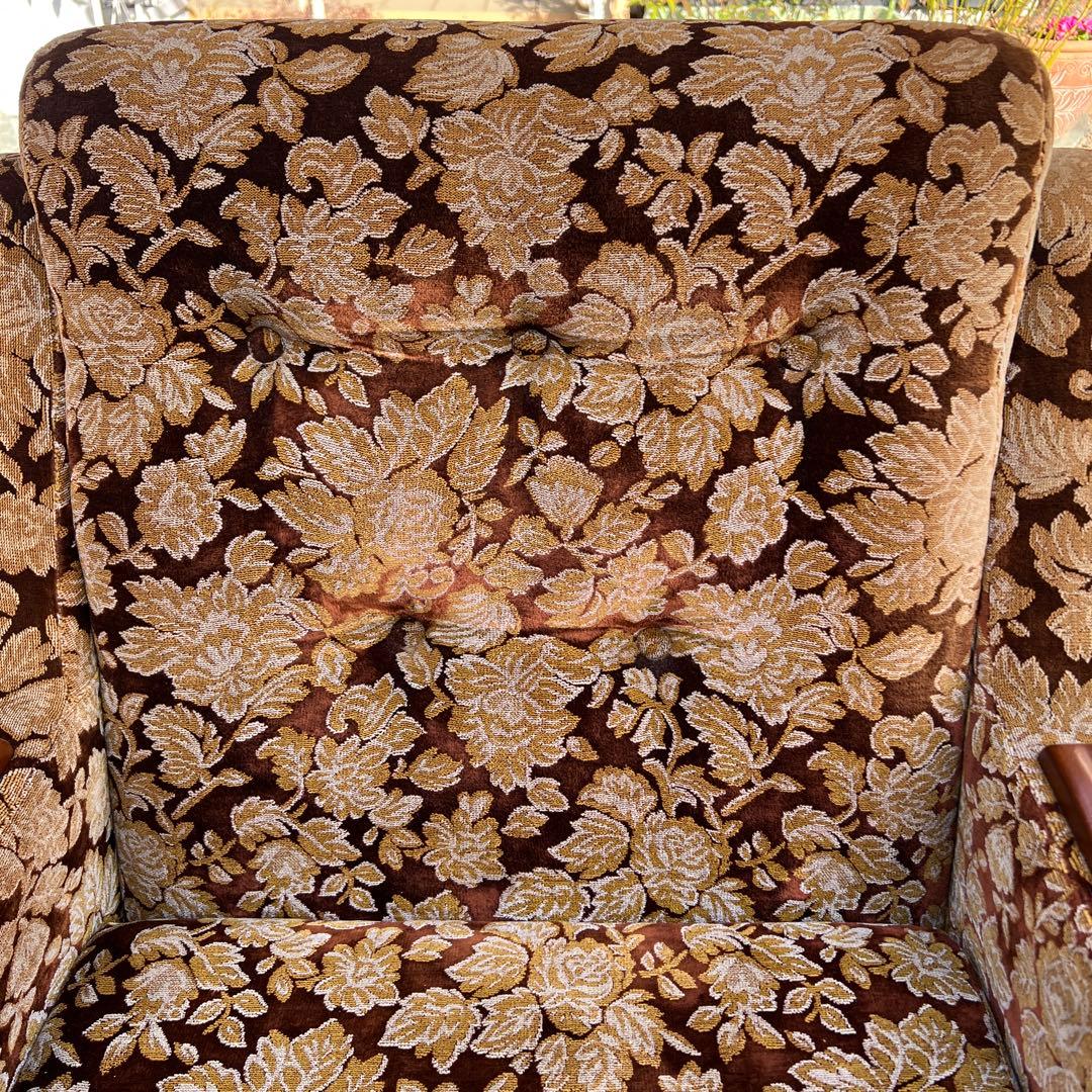 昭和レトロ ベロア ソファ 1人掛け 花柄 ヴィンテージ vintage 古家具