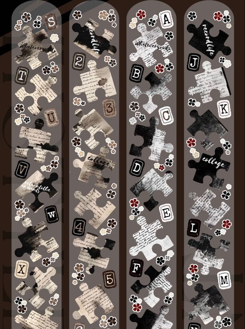 海外マスキングテープ巻売り パズル・セピア 装飾マスキングテープ