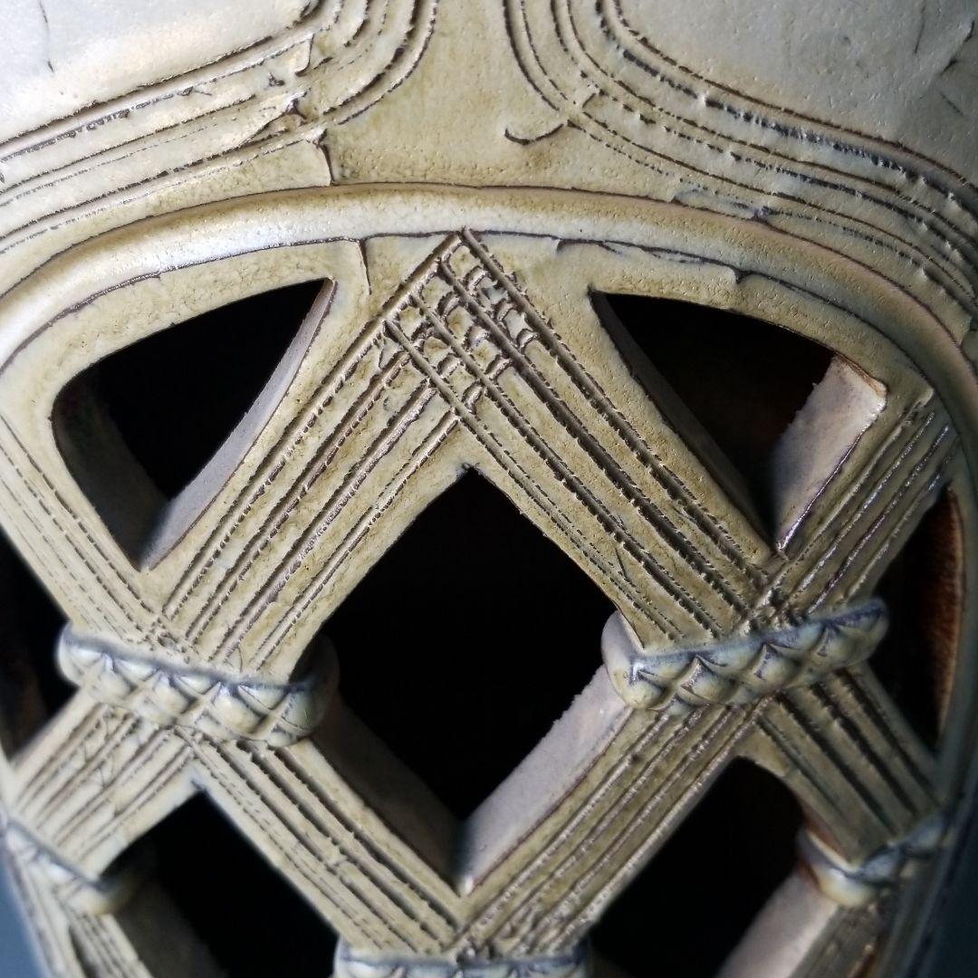 信楽焼傘立て  格子彫 高さ４３cm