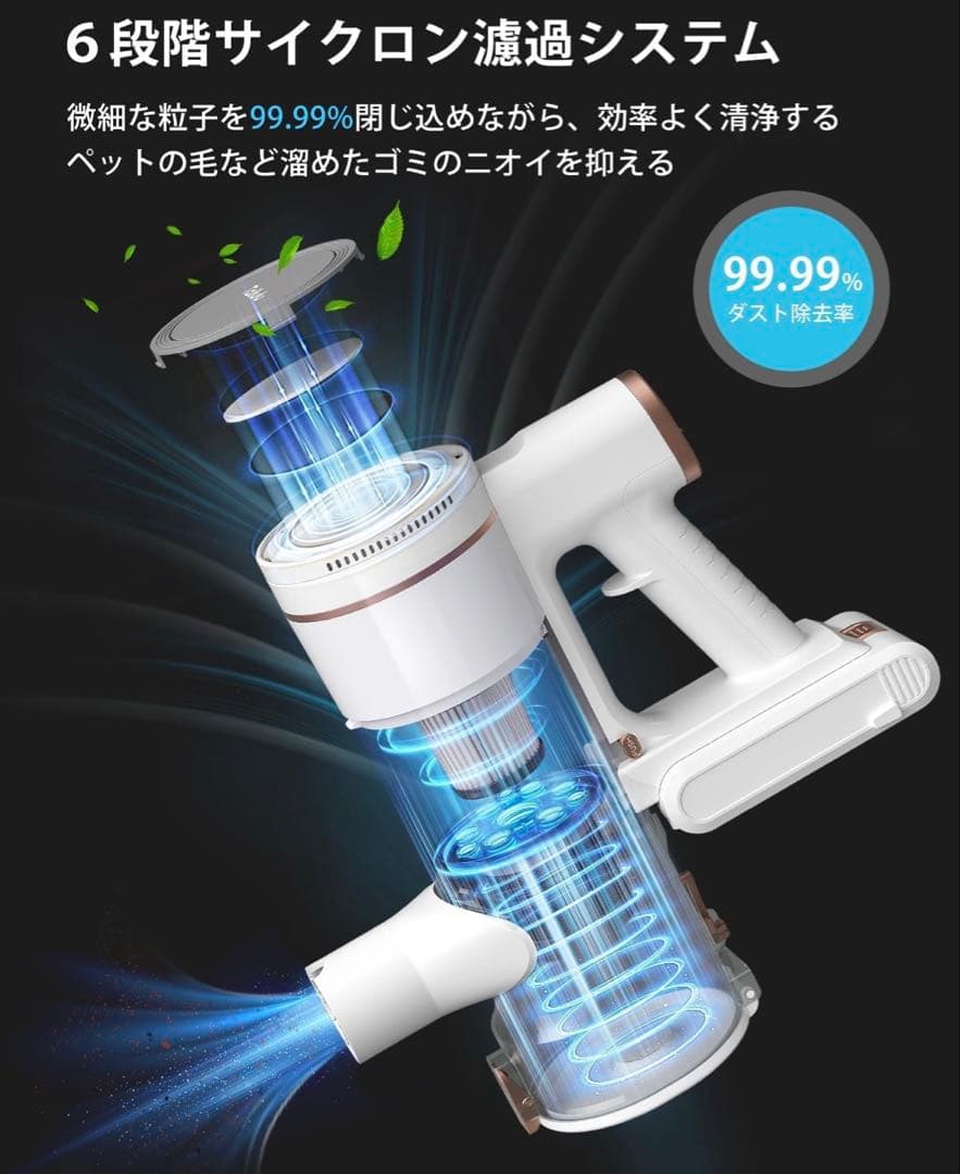 新品未使用 コードレス掃除機 サイクロン 軽量 強力吸引 スティッククリーナー