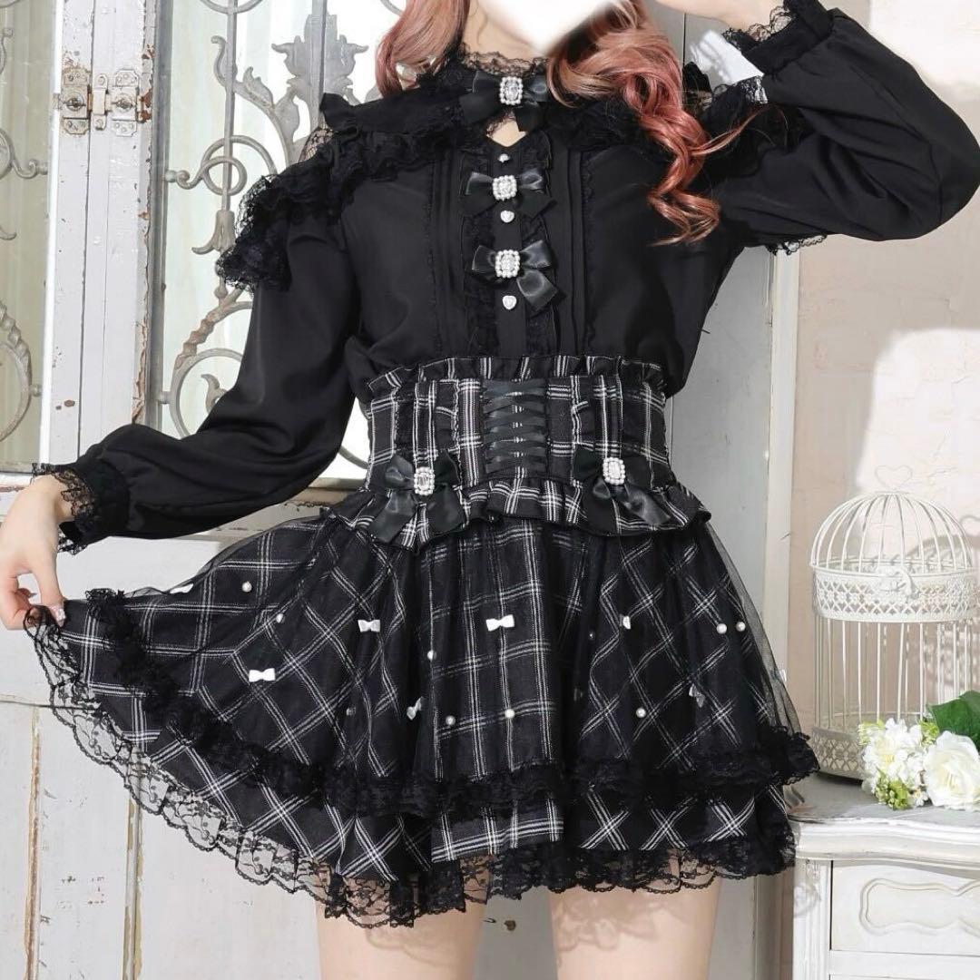 地雷 ノエミー フリル ブラウス マーズ スカパン 十字架 リボン セットアップ