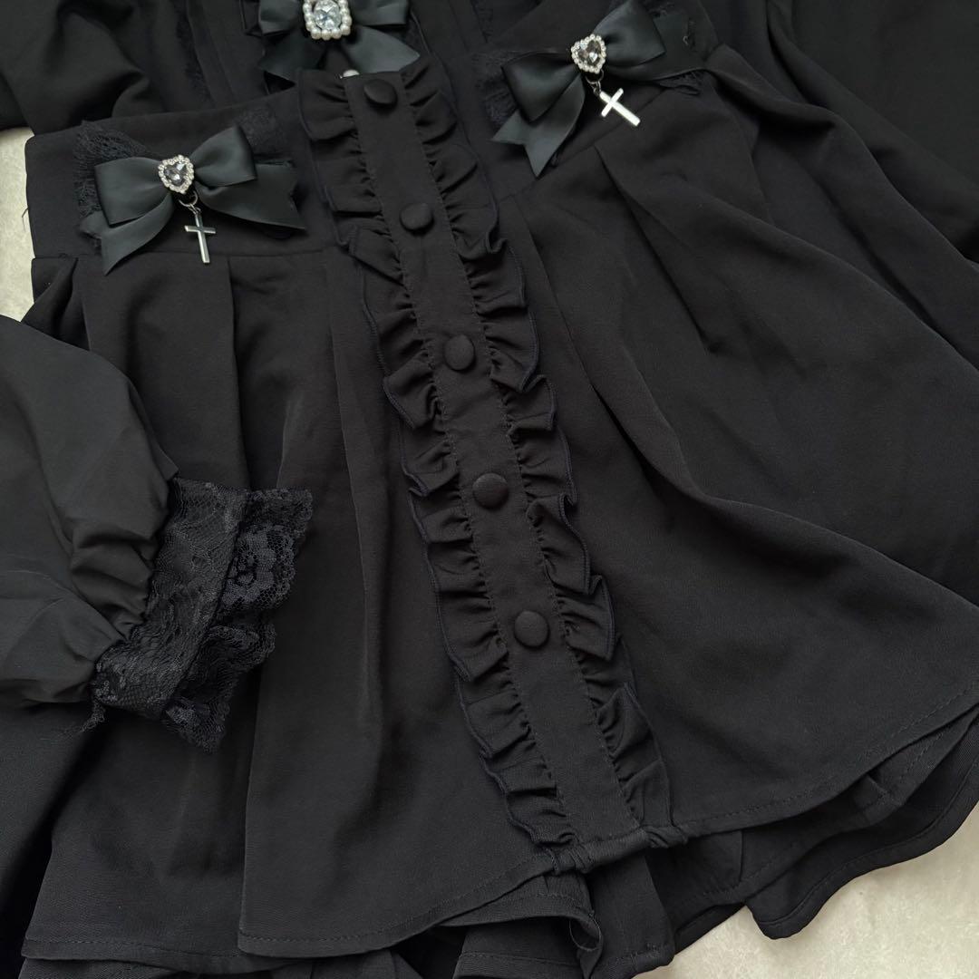 地雷 ノエミー フリル ブラウス マーズ スカパン 十字架 リボン セットアップ