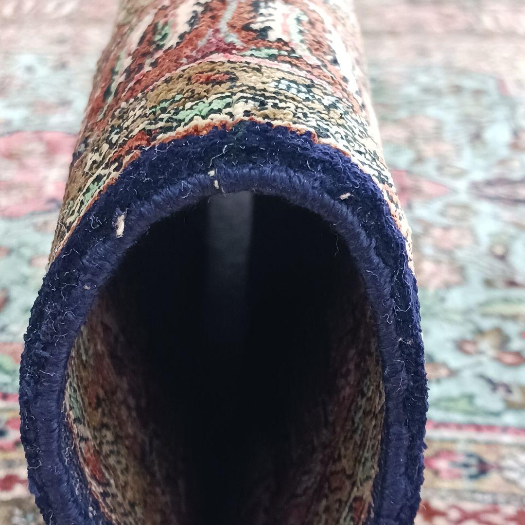 Y3291 高級ペルシャ絨毯 クム産 シルク100% 手織り 130×82㎝