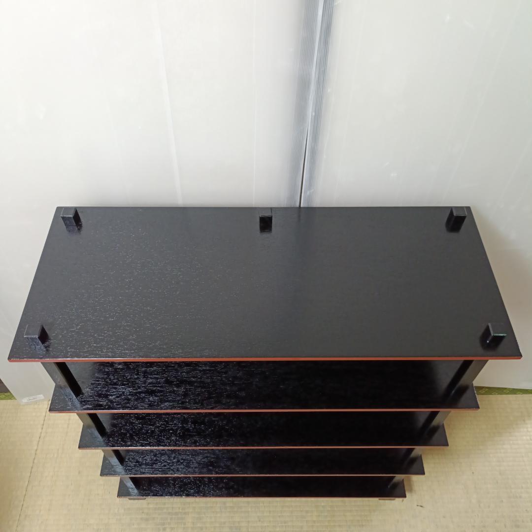 K103 水谷棚 配膳棚 柿合塗 組立式 五段 懐石道具 茶道具