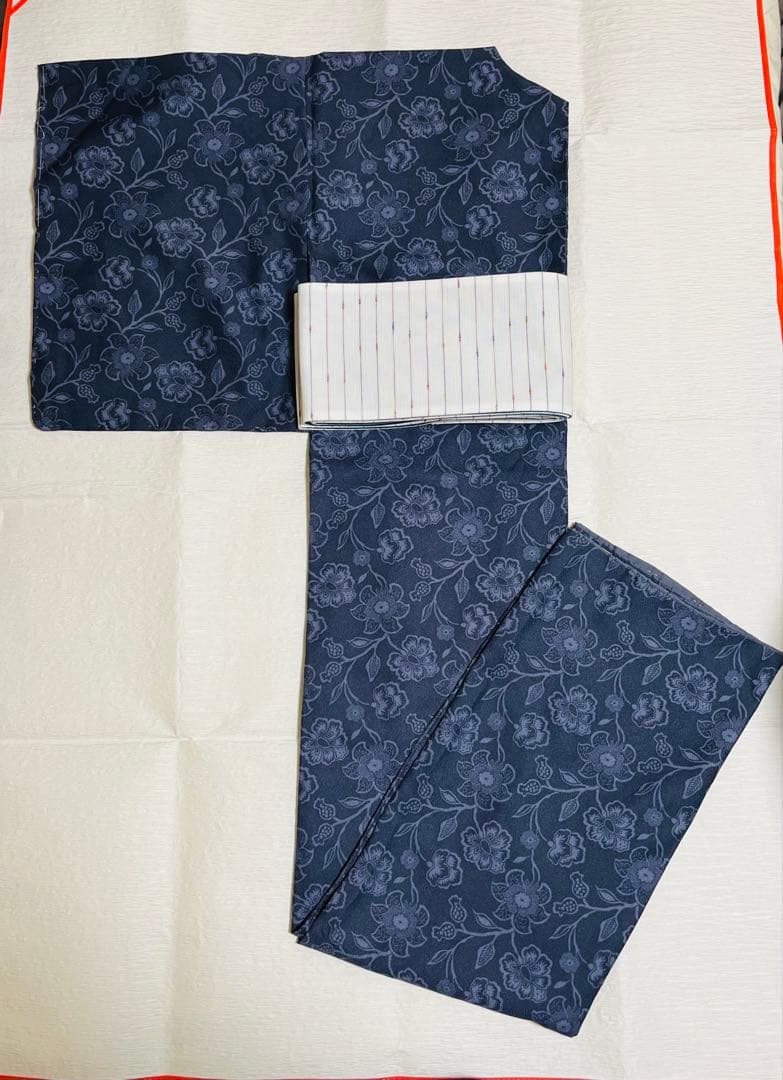 【新品】さが美 洗える着物 小紋 花柄 ＋ 久留米織 リバーシブル半幅帯 セット