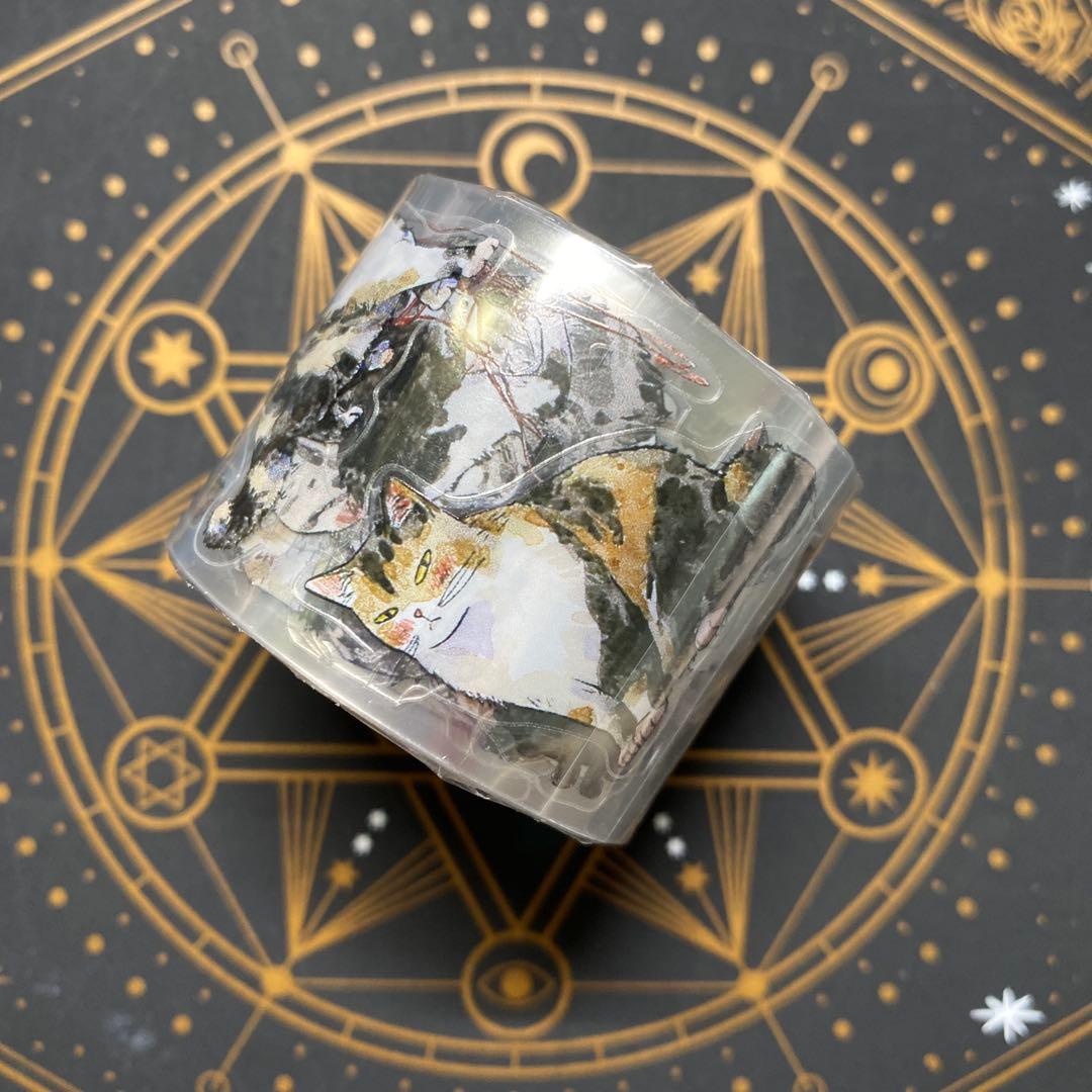 【9447】海外　10m巻　PETカッティング　マスキングテープ　猫　動物系