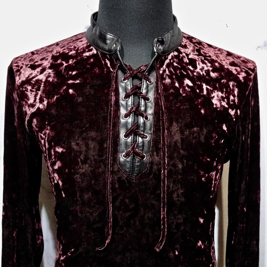 [5351プールオム]ベルベット レースアップ カットソー(日本製)