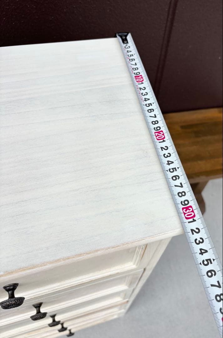 アンティーク風 5段チェスト シャビーシック ホワイト