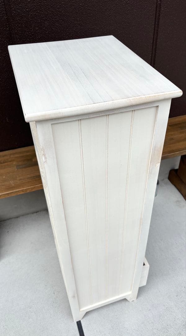 アンティーク風 5段チェスト シャビーシック ホワイト